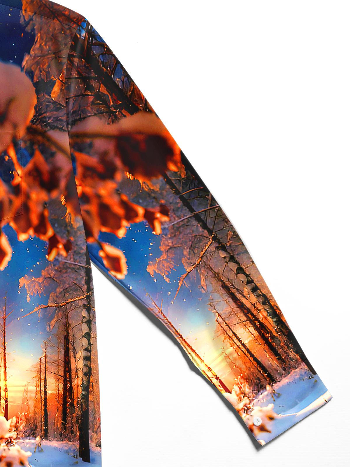 Winter Forest Men's Pocket Long Sleeve Shirts