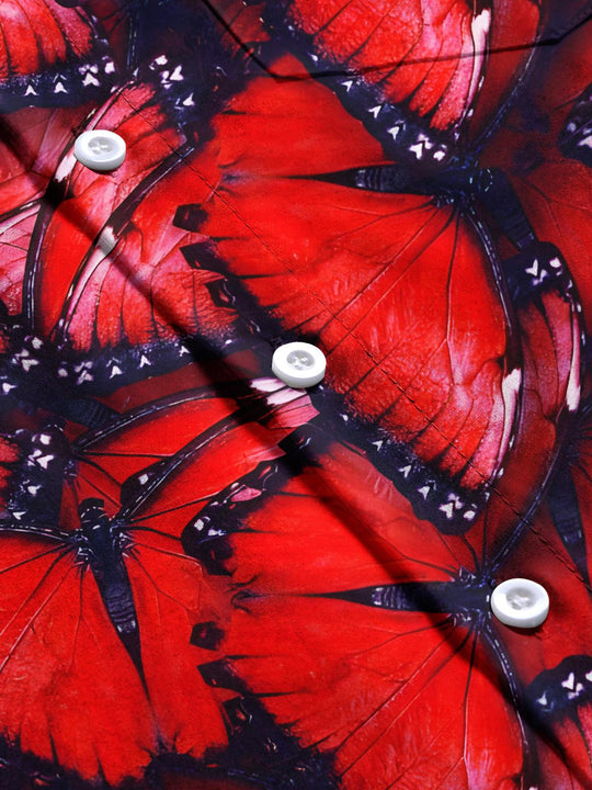 men's butterfly print short sleeve flat lay shirt