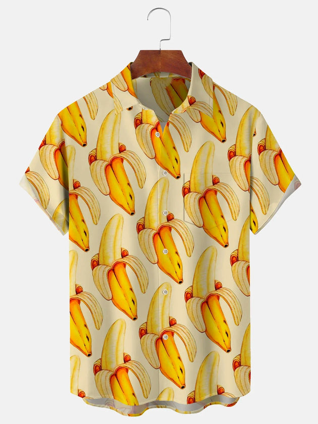 men's Hawaiian shirt front view tropical beach vacation