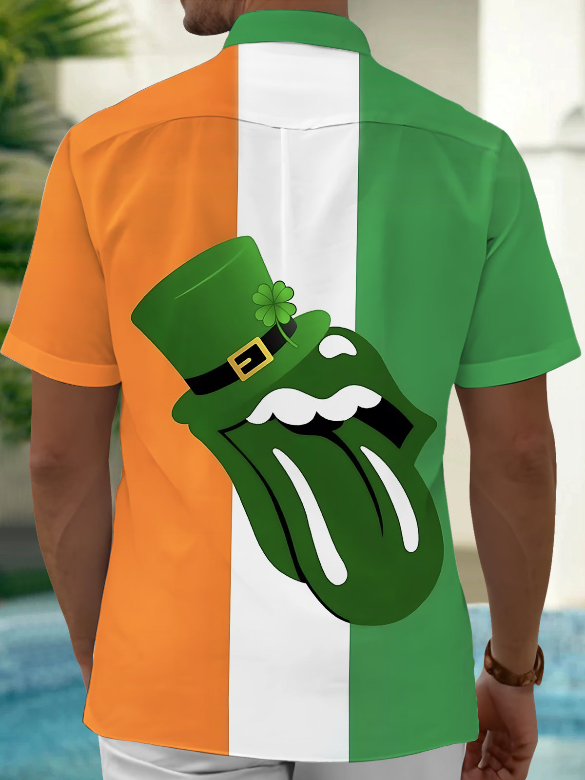 St. Patrick's Day Print Men's Pocket Short Sleeve Shirts