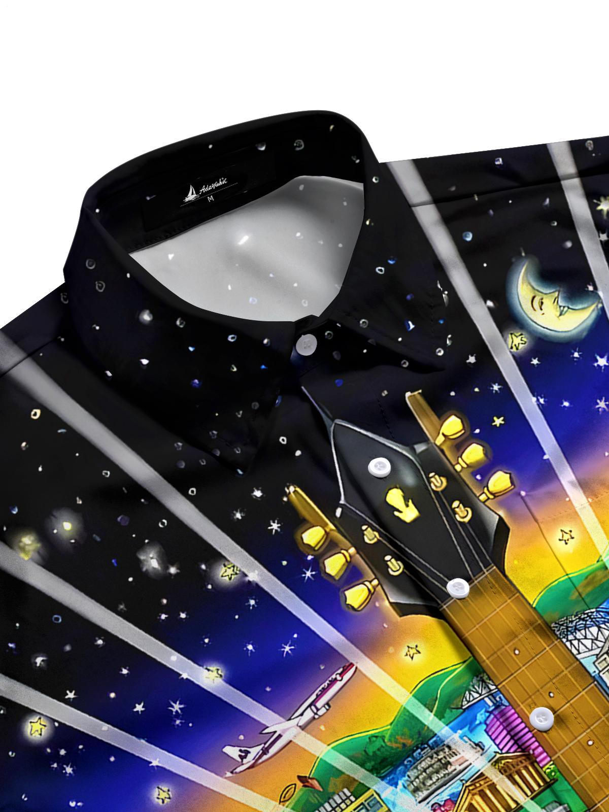 Music Guitar Men's Pocket Short Sleeve Shirts