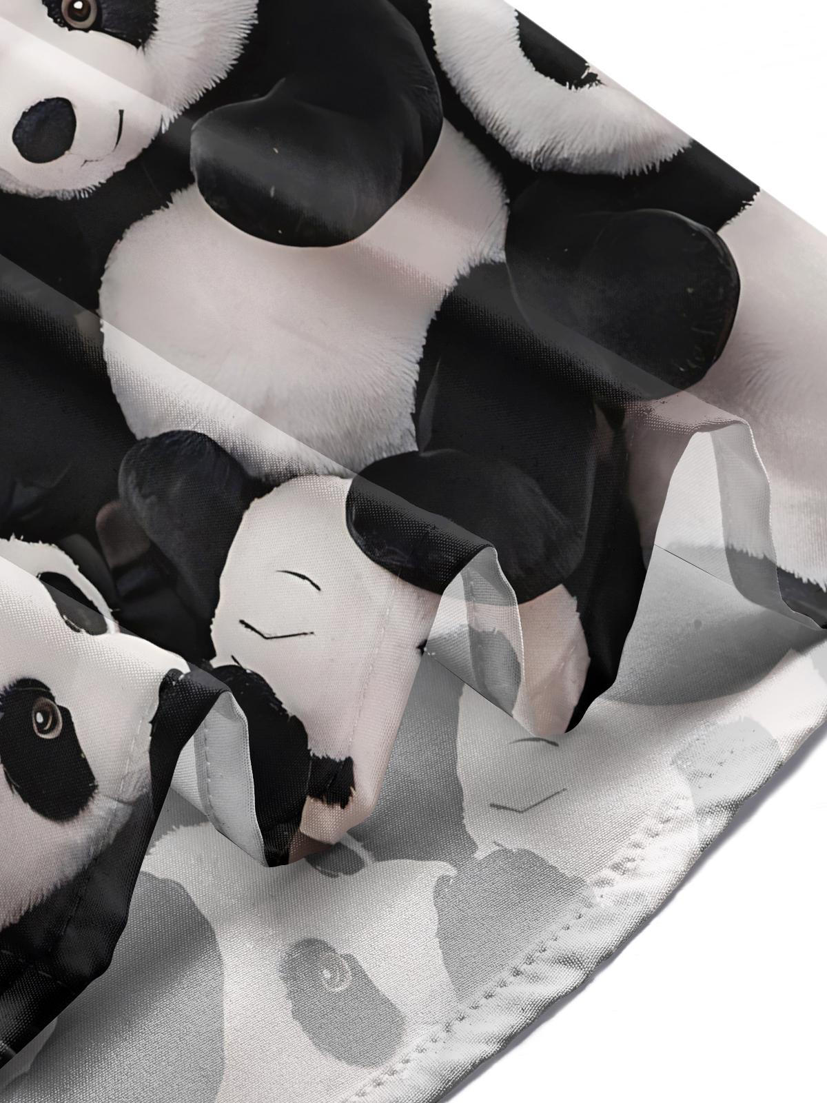 Panda Print Men's Pocket Short Sleeve Shirts