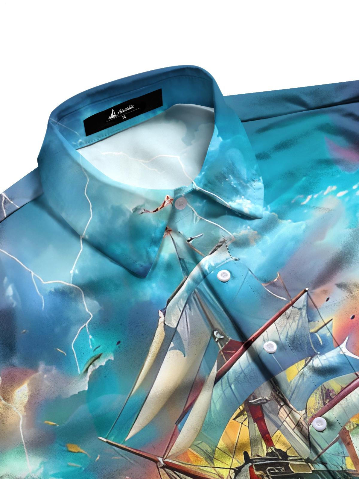 Octopus Boat Men's Pocket Short Sleeve Shirts