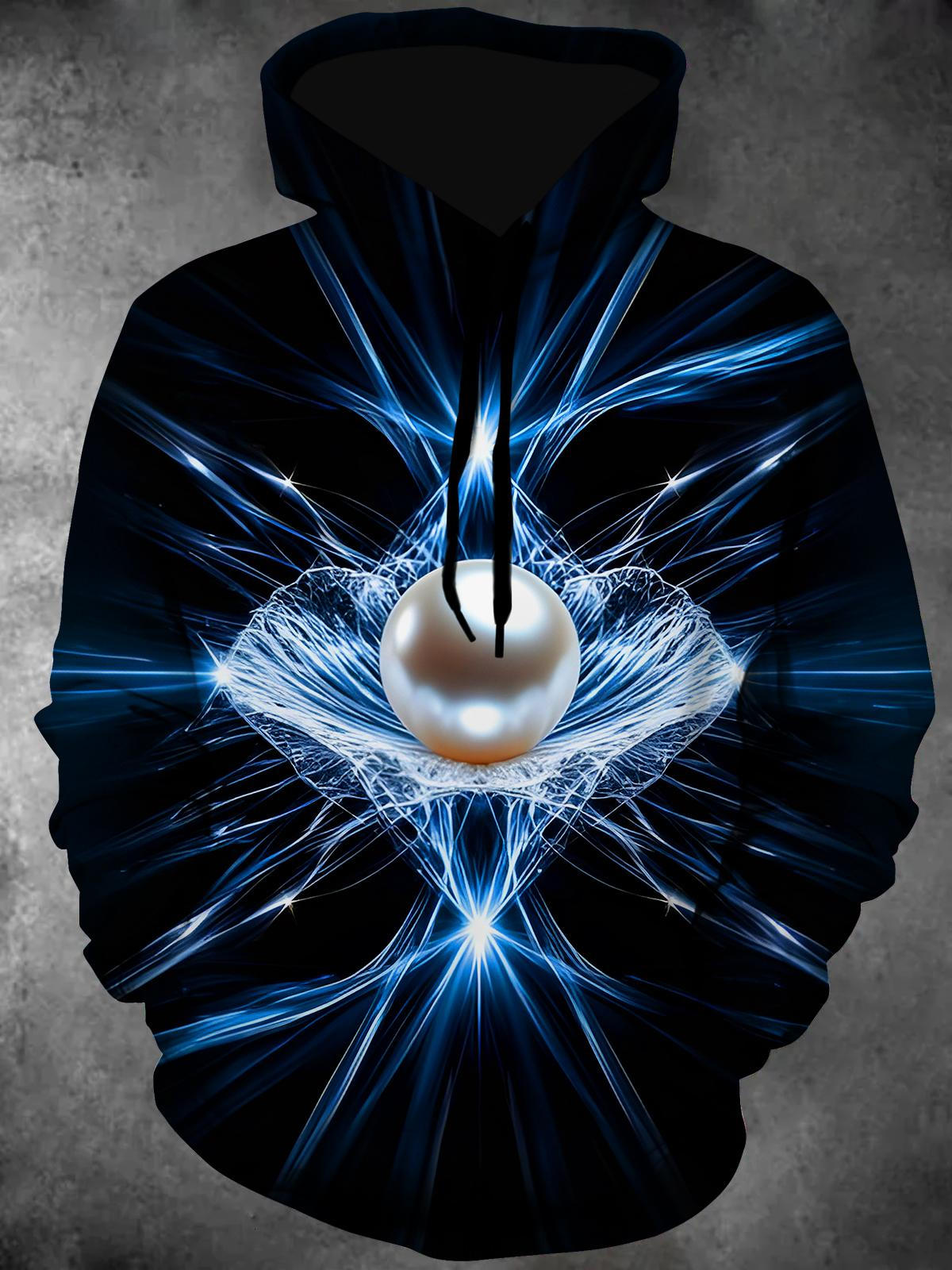 Shining Pearl Diamond Long Sleeve Hooded Pocket Men's Top