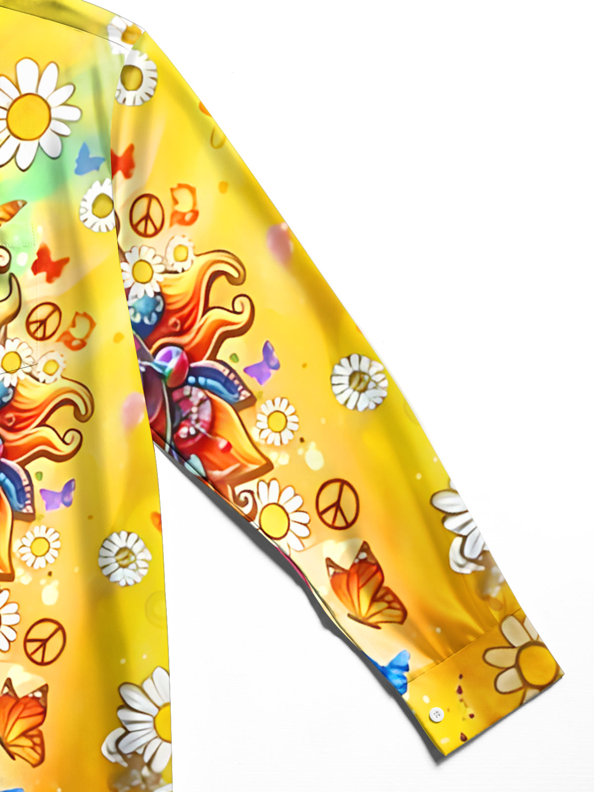 Hippie Sun Art Print Men's Pocket Long Sleeve Shirts