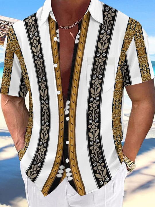 Men's floral short sleeve shirt front view