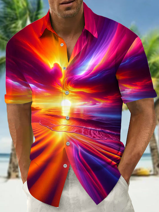men's patterned sweater shirt front view beach vacation