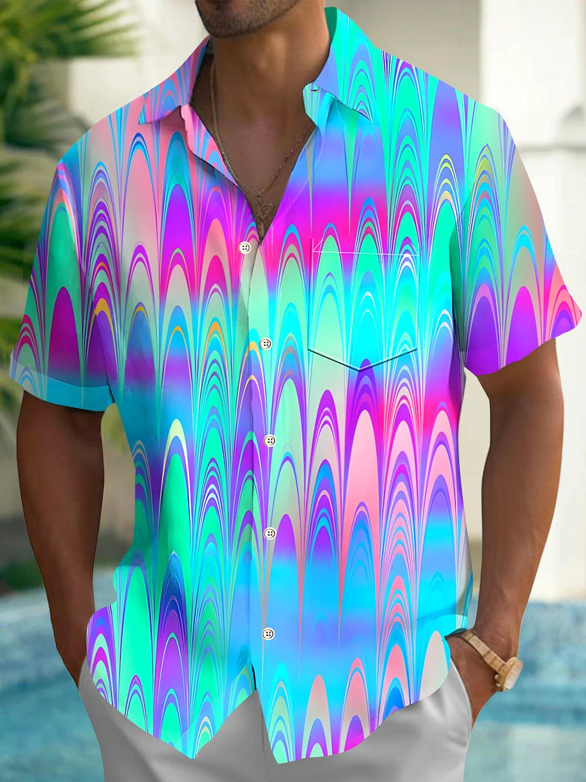 Tie Dye Men's Pocket Short Sleeve Shirts