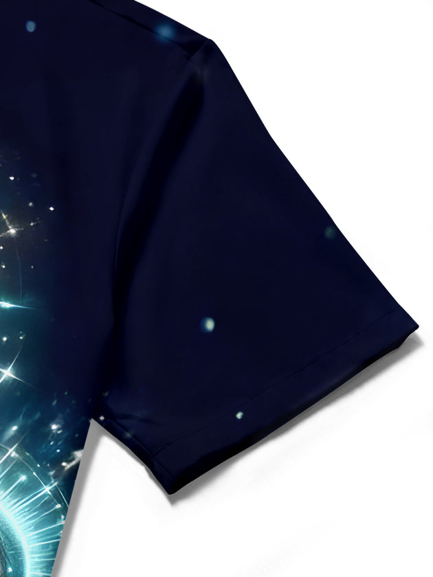 men's printed shirt close-up short sleeve