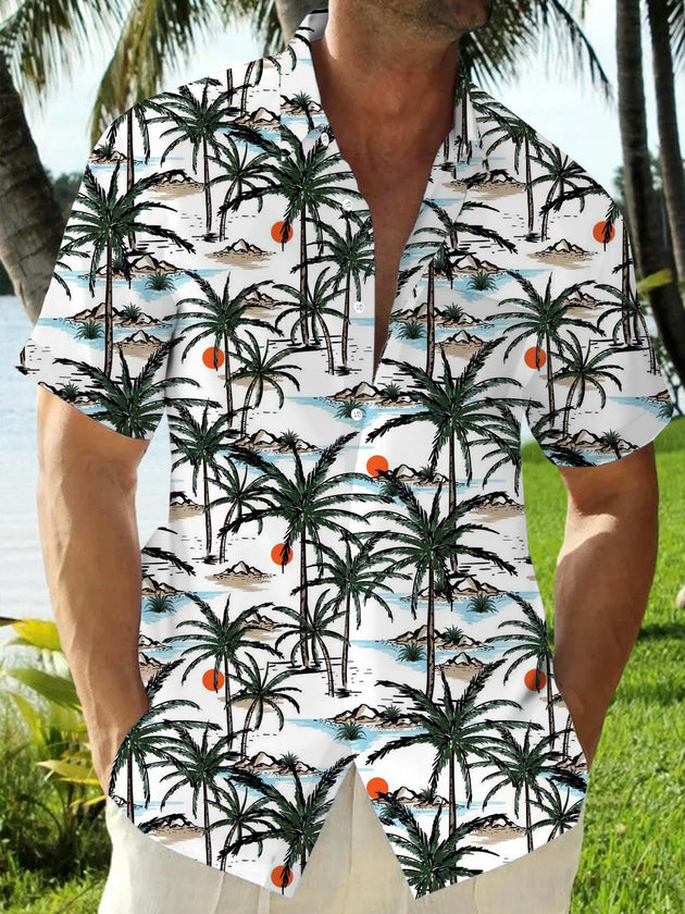 Men's Hawaiian pocket short sleeve shirt front view tropical beach vacation