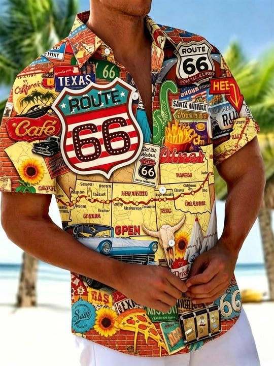 Route 66 Vintage Men's Pocket Short Sleeve Shirts