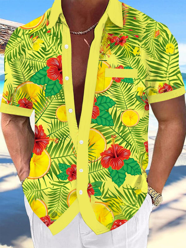 men's Hawaiian shirt front view tropical beach vacation