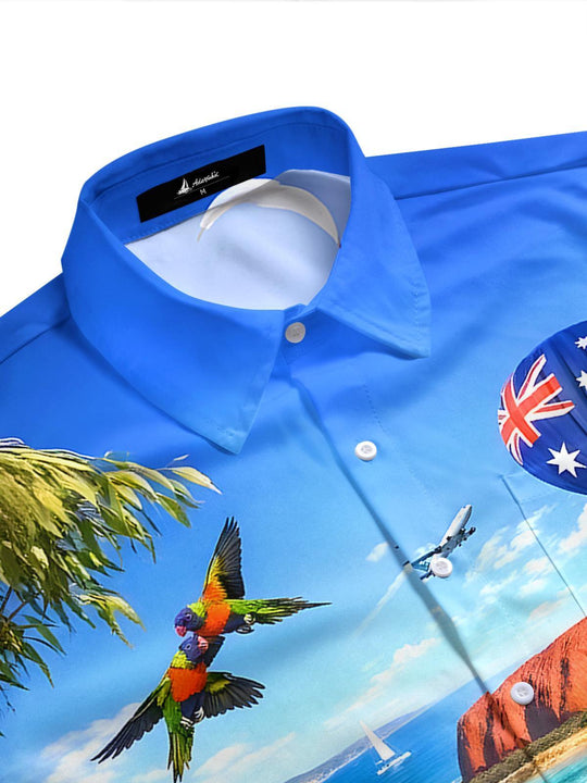 Men's Aloha Tropical Print Short Sleeve Shirt Side View