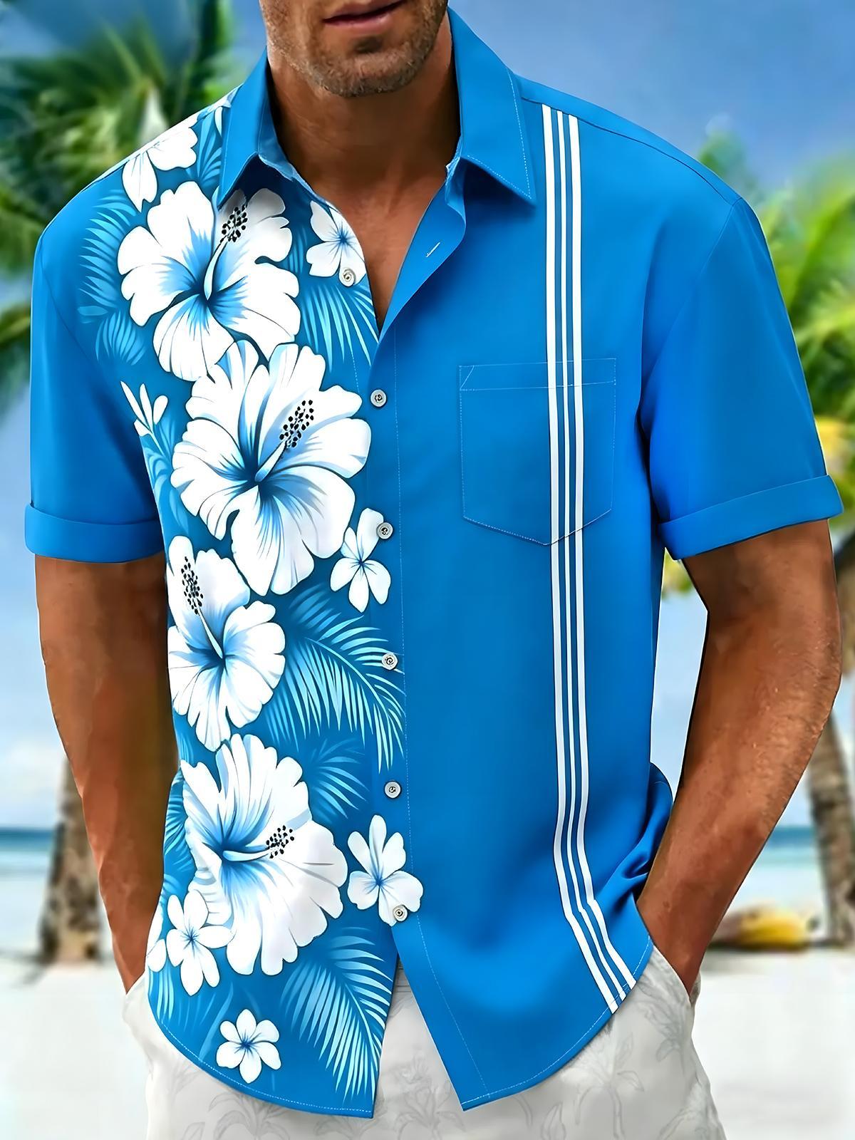 men's Hawaiian shirt front view tropical beach vacation