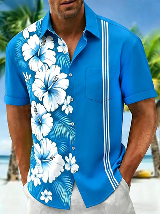 men's Hawaiian shirt front view tropical beach vacation