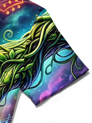Neon Music Vines Hands Men's Pocket Short Sleeve Shirts