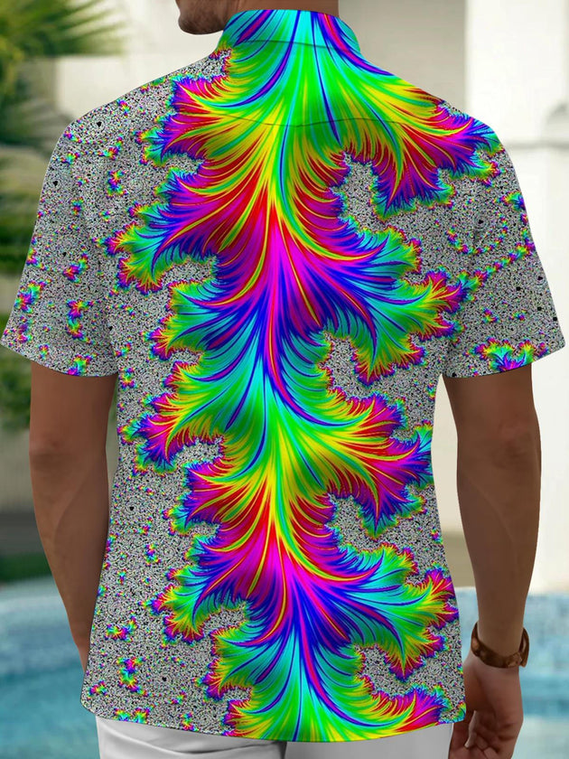 Men's abstract gradient print short sleeve pocket shirt back view