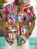 Abstract Face Art Men's Pocket Short Sleeve Shirts