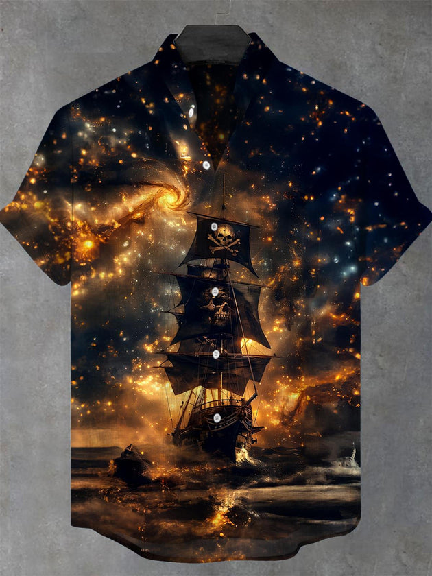 men's skull print shirt front view