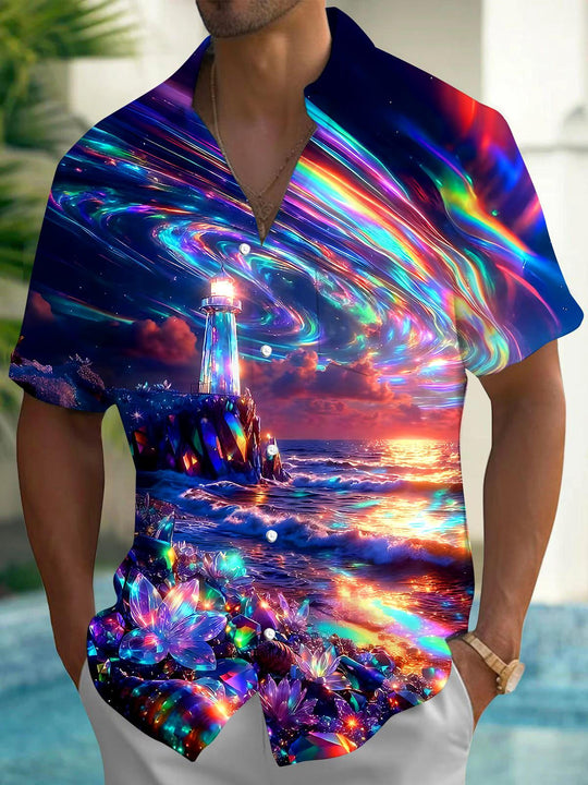 men's Hawaiian shirt front view beach vacation