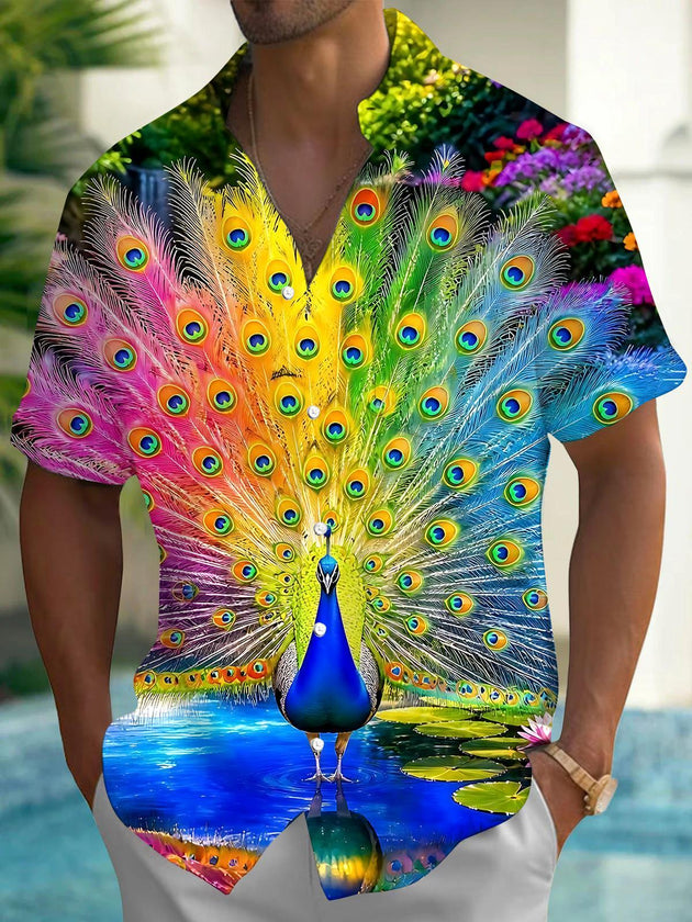 Peacock Men's Pocket Short Sleeve Shirts