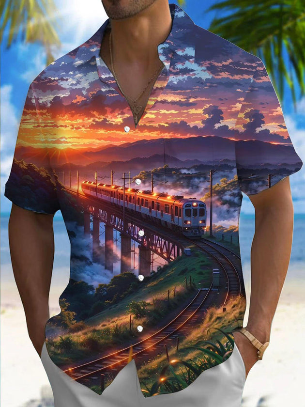 men's patterned sweater shirt front view