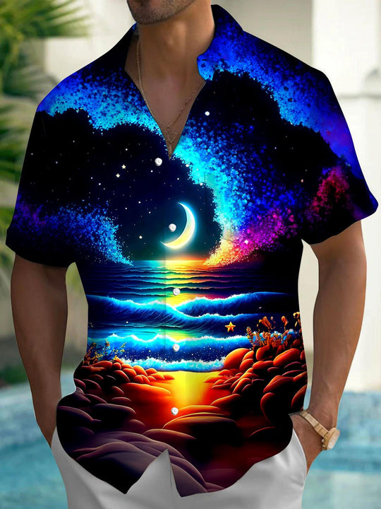 men's Hawaiian shirt front view beach vacation