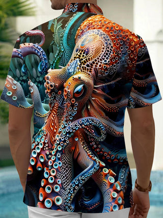 men's ocean pattern shirt side view