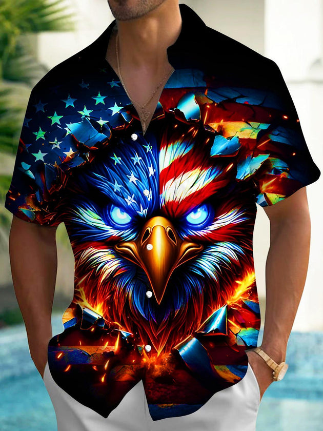 men's eagle print shirt front view