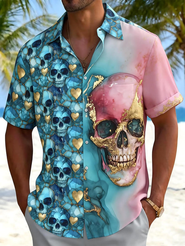 men's skull print shirt front view