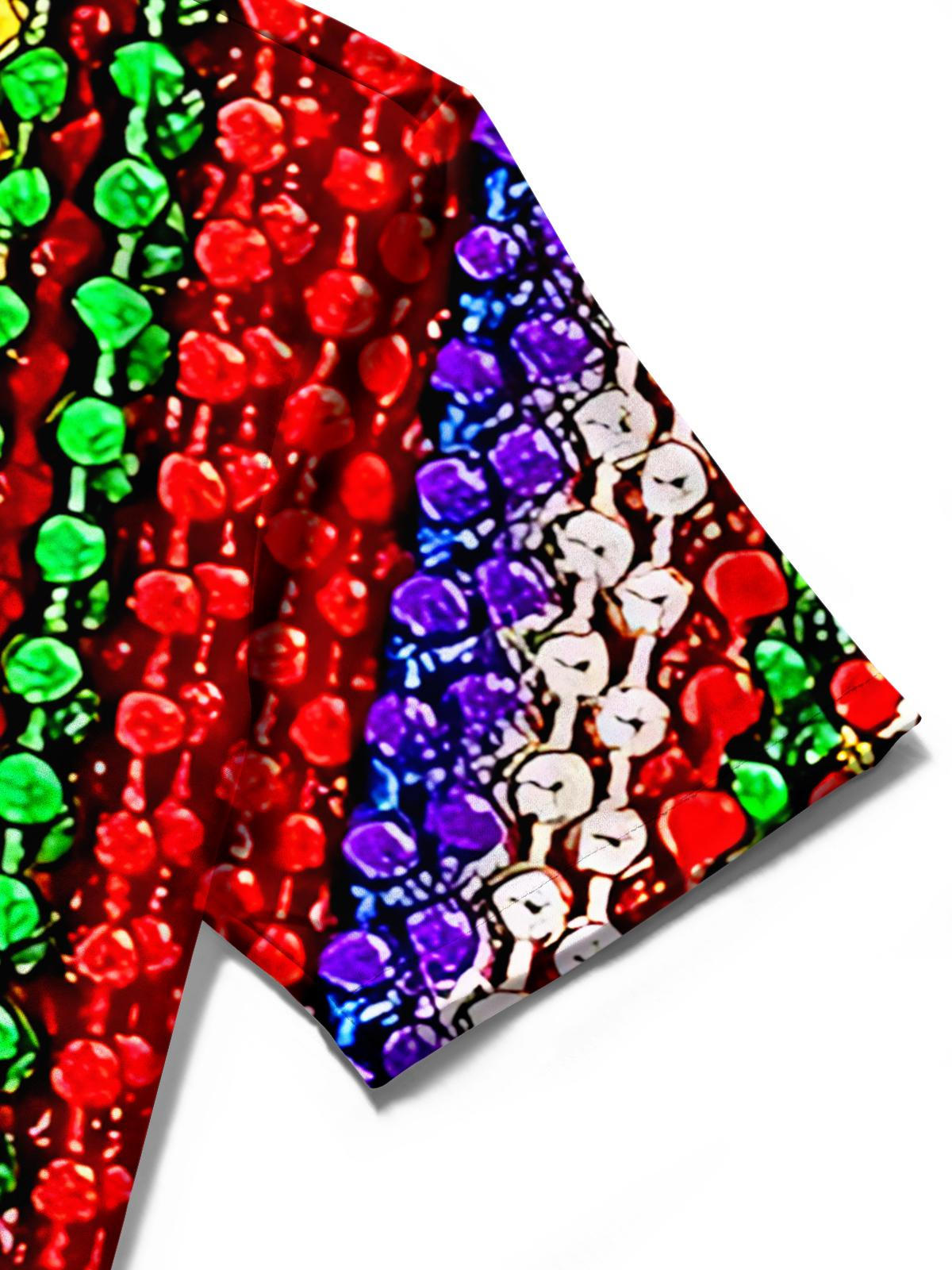 Mardi Gras Prayer Beads Print Men's Pocket Short Sleeve Shirts