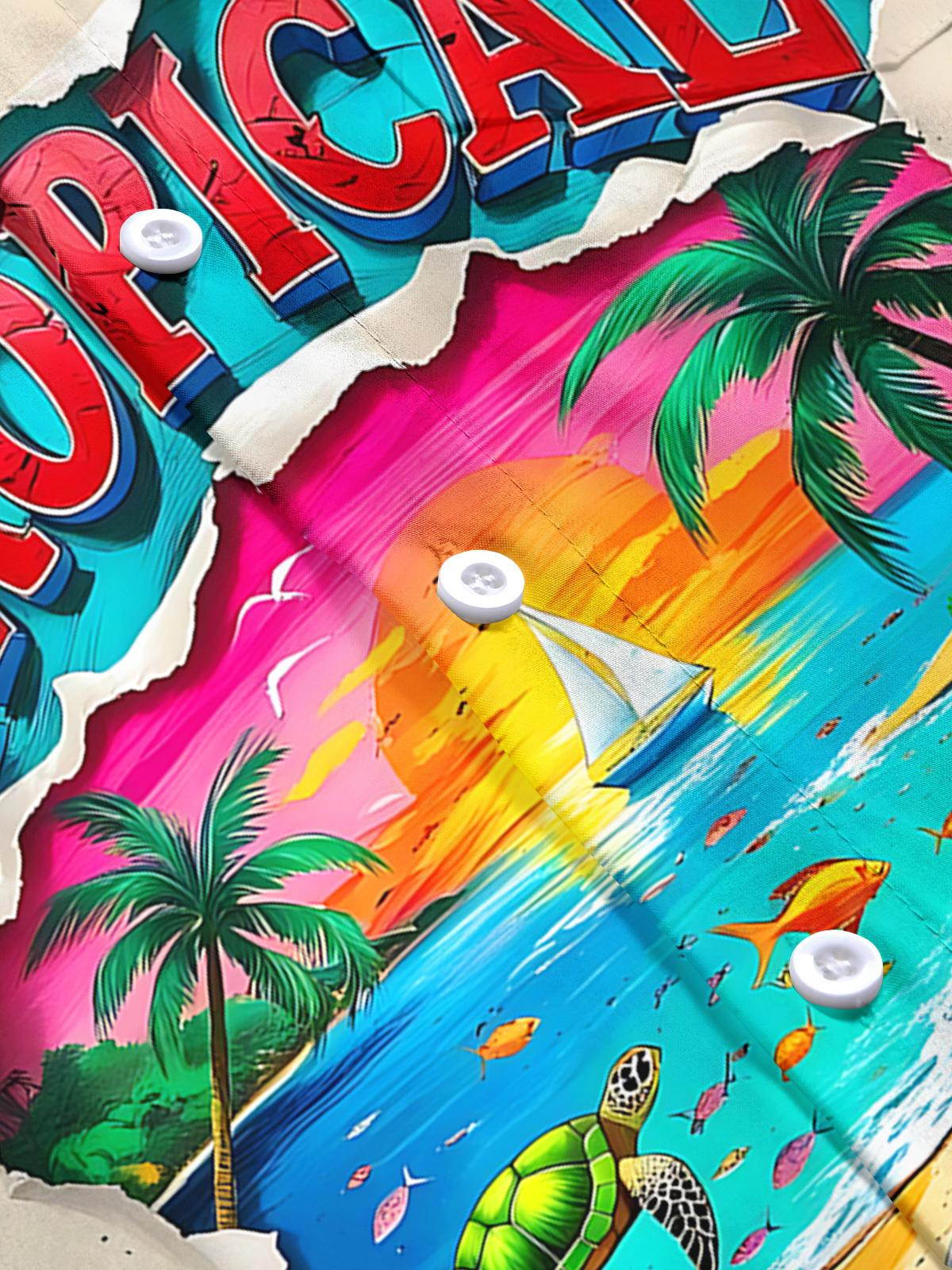 Hawaiian Print Men's Pocket Short Sleeve Shirts