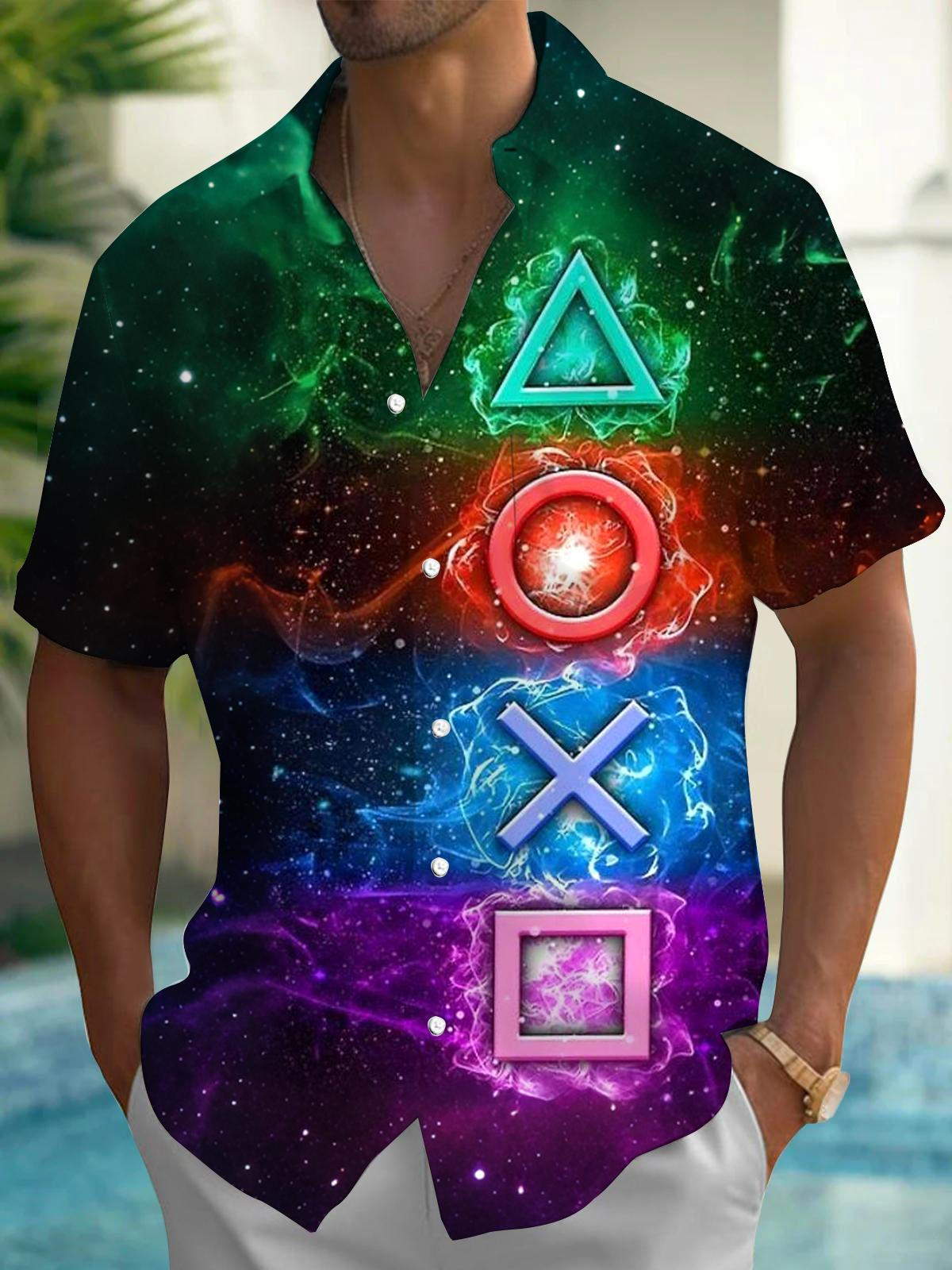 Symbolic Art Print Men's Pocket Short Sleeve Shirts