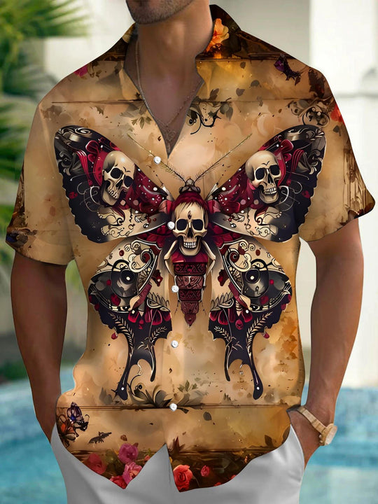 men's butterfly print shirt front view