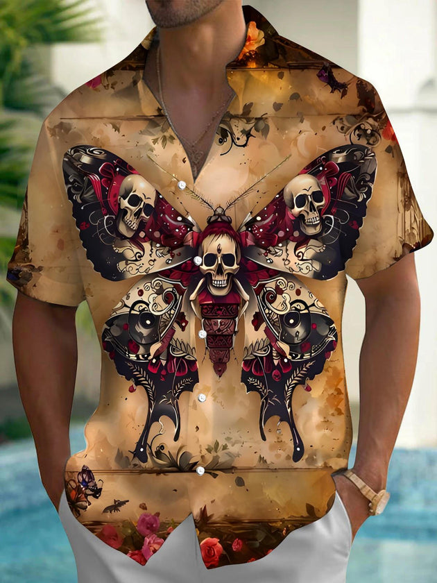 men's butterfly print shirt front view