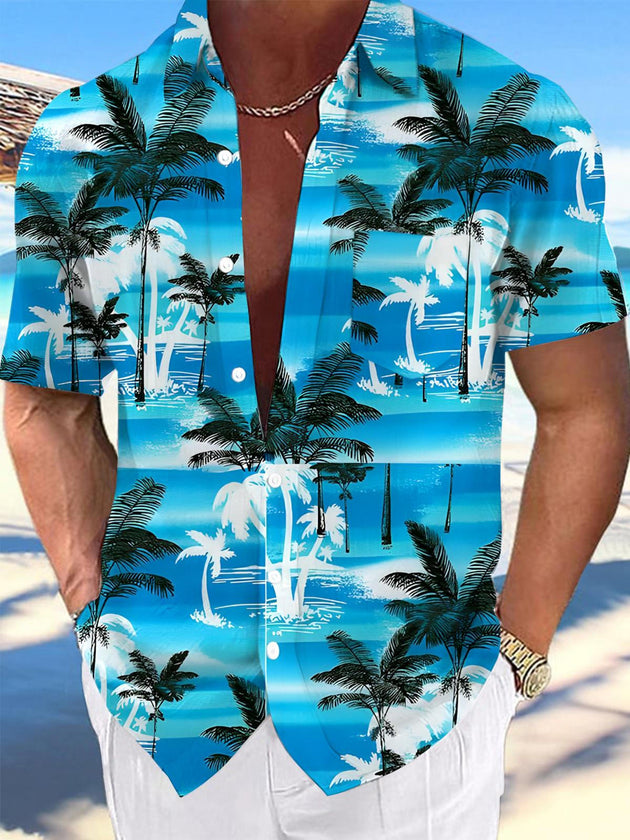 men's Hawaiian shirt front view tropical beach vacation