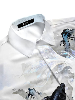 men's ocean print shirt side view