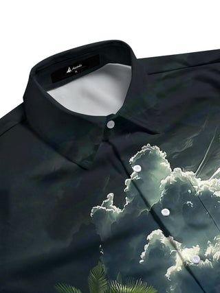 men's beach print shirt side view
