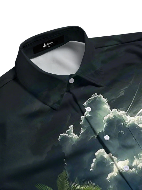 men's beach print shirt side view