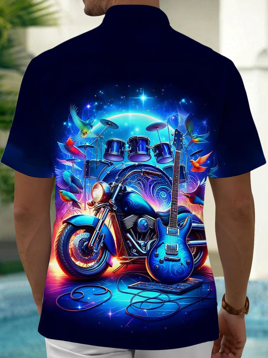 men's music print shirt back view