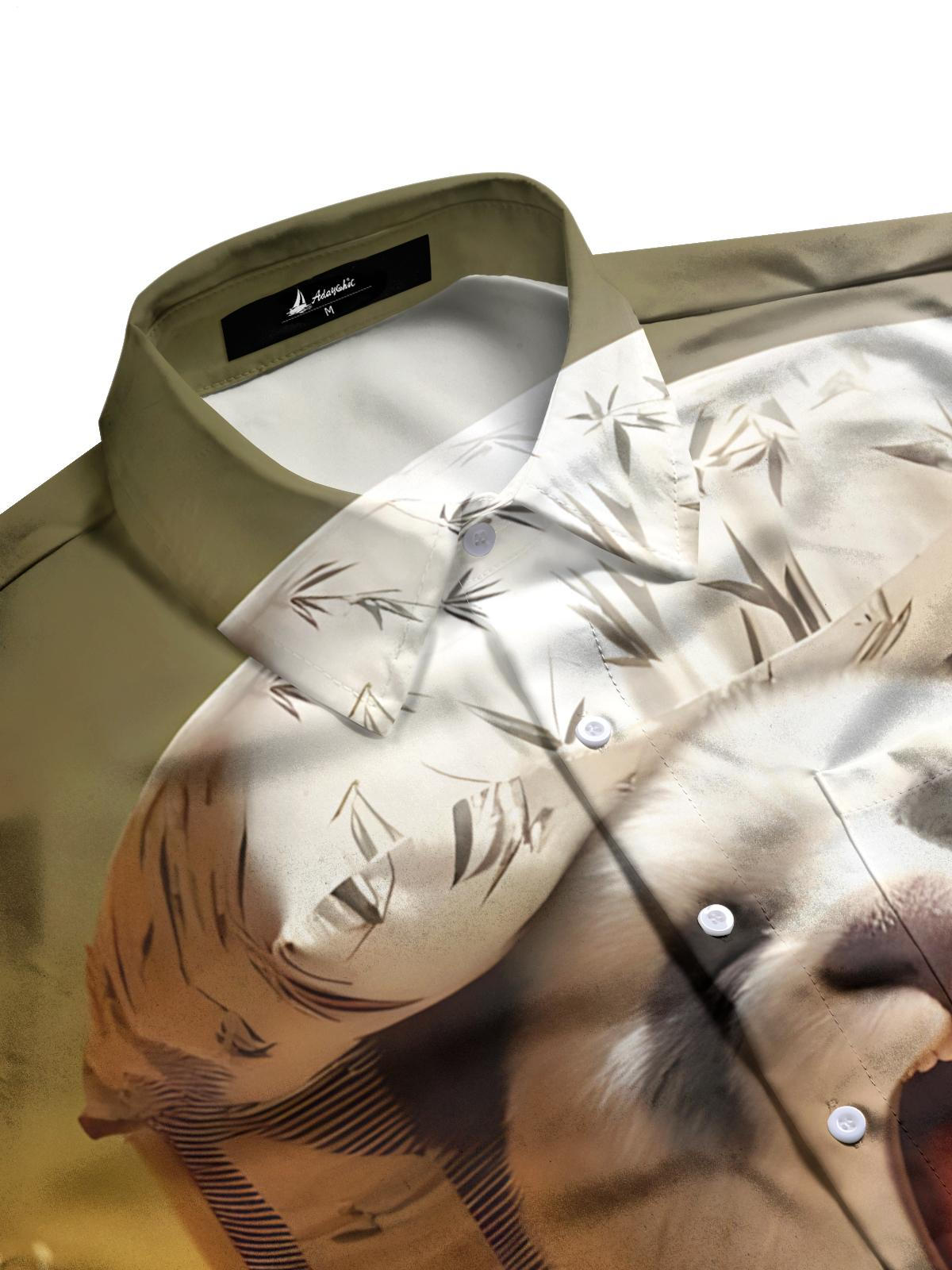 Panda Print Men's Pocket Short Sleeve Shirts