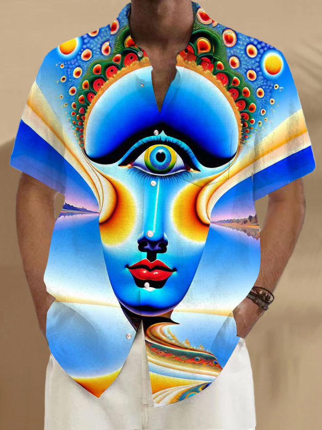 men's abstract print shirt front view