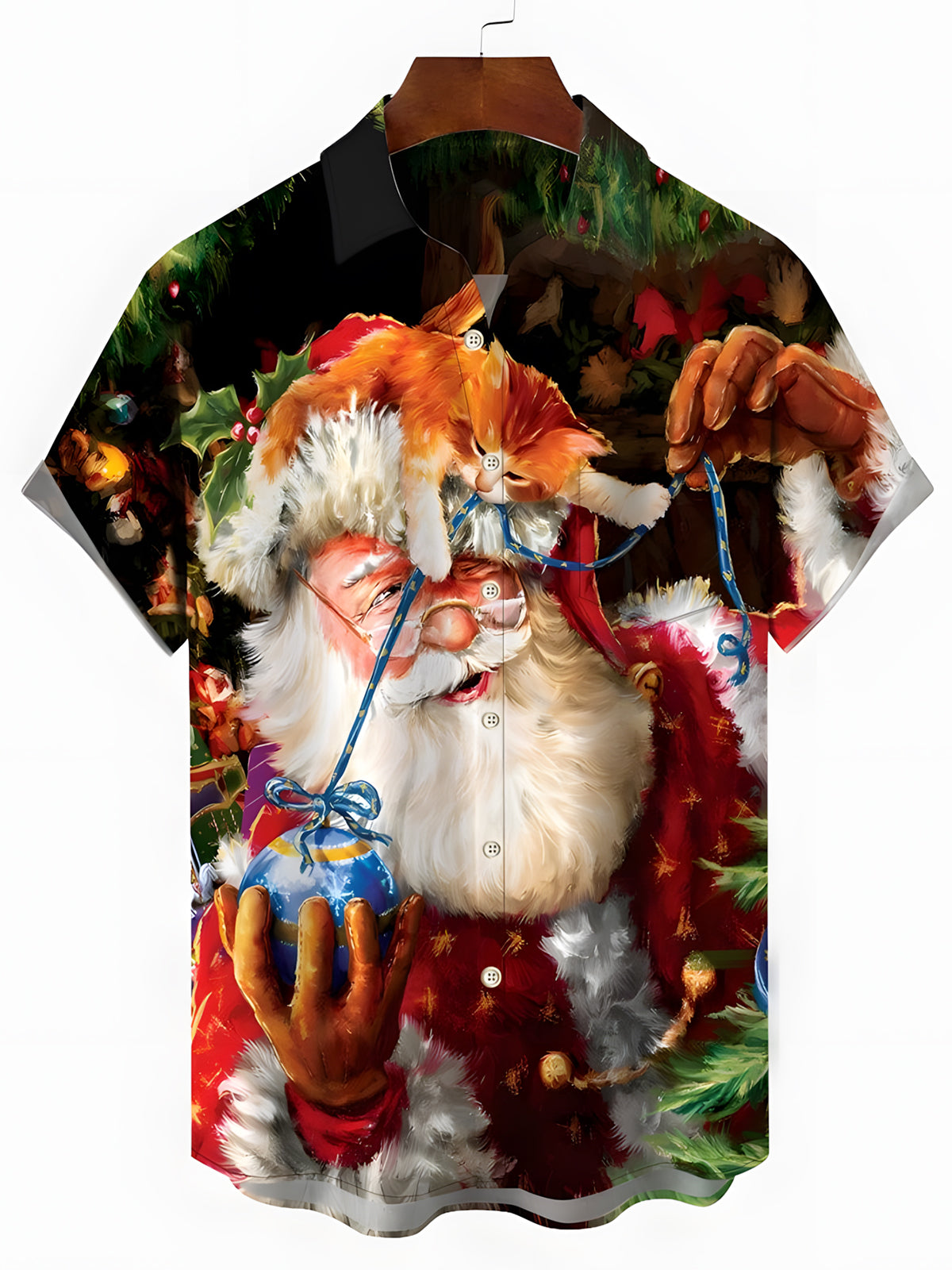 Santa Claus Men's Pocket Short Sleeve Shirts