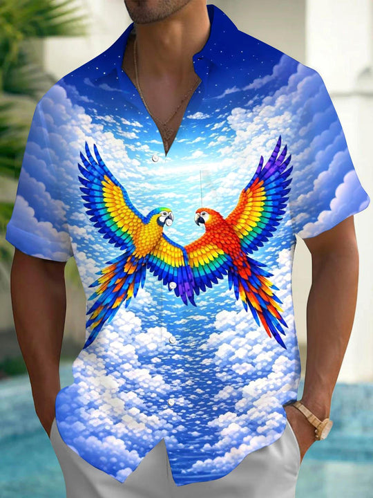 men's Hawaiian shirt front view tropical beach vacation