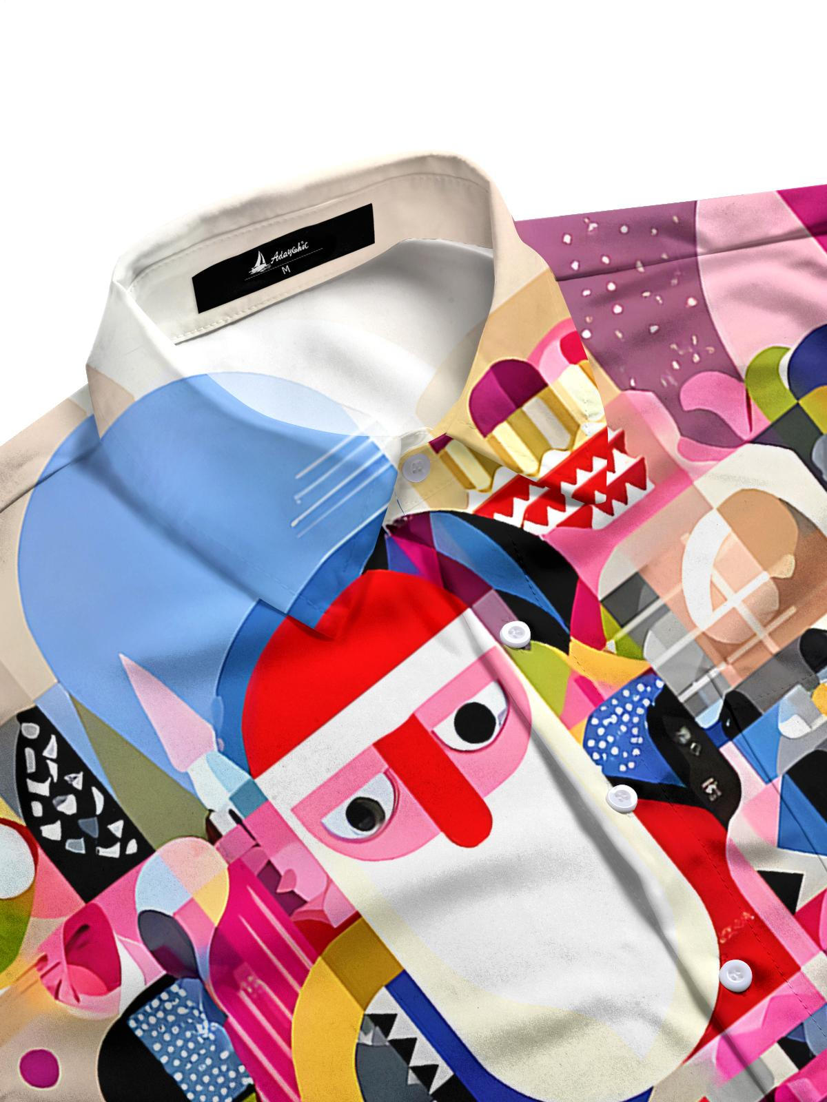 Funny Santa Claus Motorcycle Men's Pocket Short Sleeve Shirts