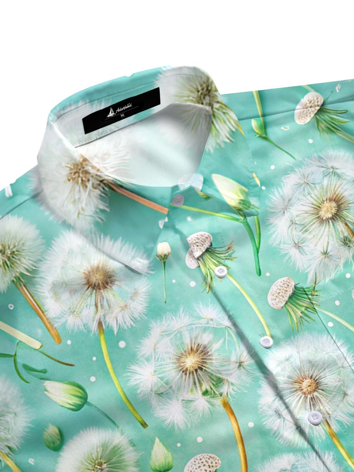 Dandelion Print Men's Pocket Short Sleeve Shirts