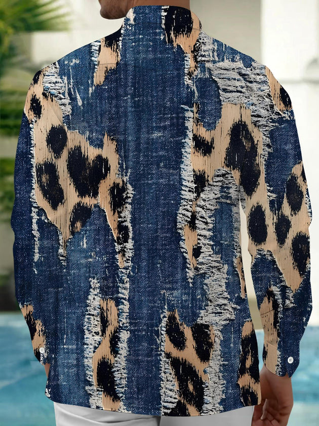 men's cheetah print shirt side view