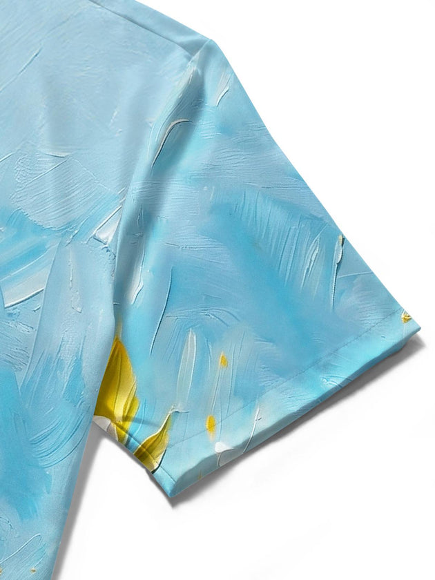 men's printed shirt close-up short sleeve