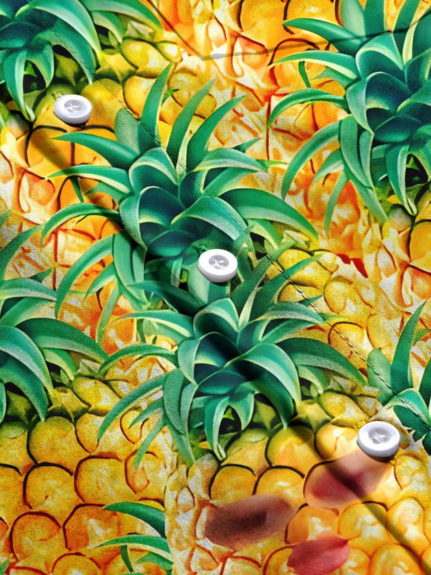 men's pineapple print short sleeve flat lay shirt