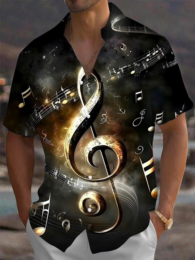 men's retro print shirt front view